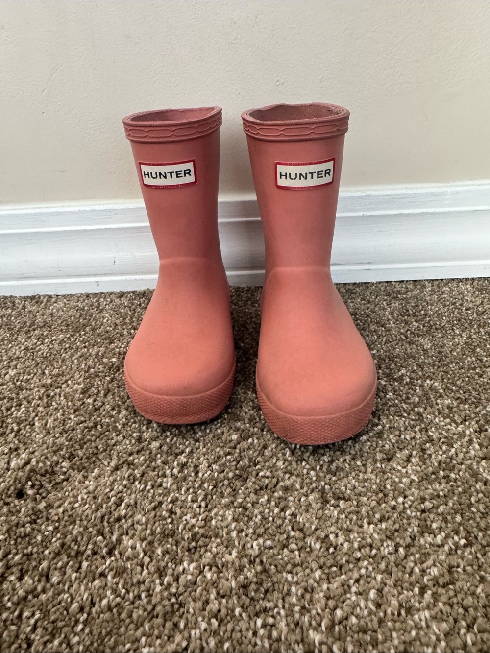 Hunter Kids' Coral Pink Rubber Rain Boots